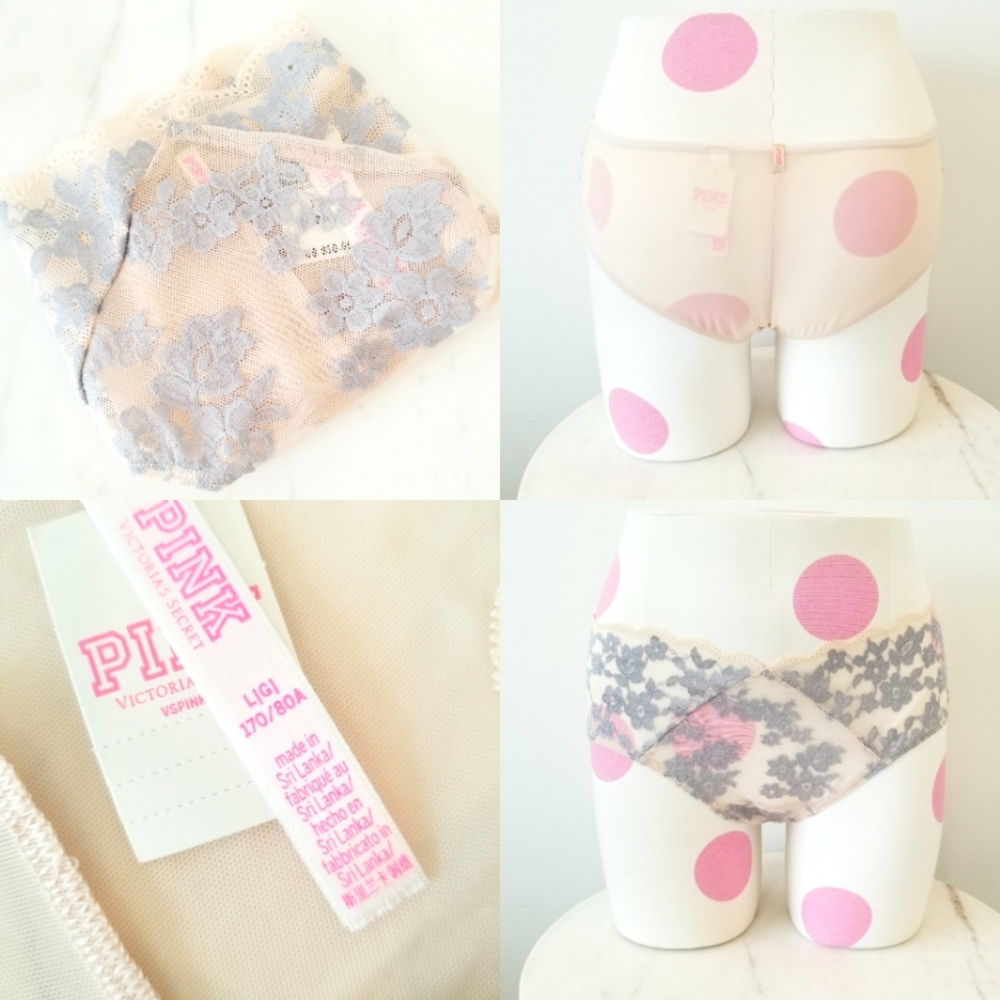 Victoria's Secret PINK Vintage Extra Low Rise Cheekster Tanga Lace Floral Panty